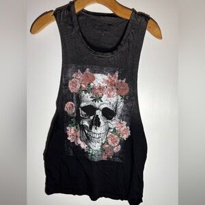 Project Social T Black Skull Graphic Tank Top women’s size large